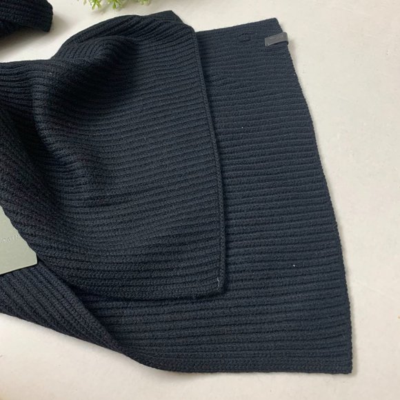 AllSaints Rib Knit Merino Wool Scarf One Size Black AS200006-001 - Picture 4 of 6